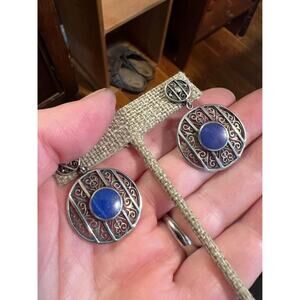 earrings. Sterling silver and lapis earrings from Mexico - 1 1/2inch drop.